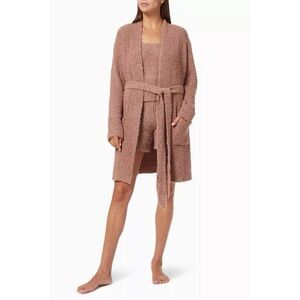 Skims Luxe Loungewear Plush Cozy Knit Shirt Robe in Camel